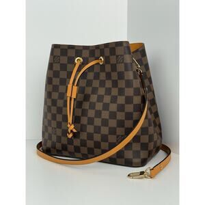 Louis Vuitton Damier Ebene Néonoé MM Shoulder Bag with Gold Hardware